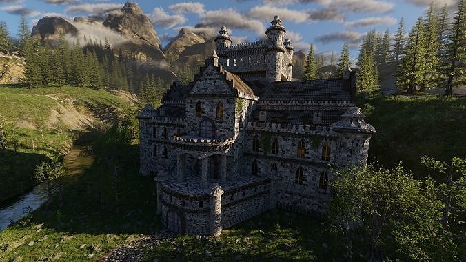 Mansion Scene 3D model 7