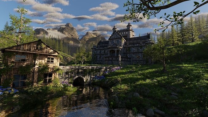 Mansion Scene 3D model 2