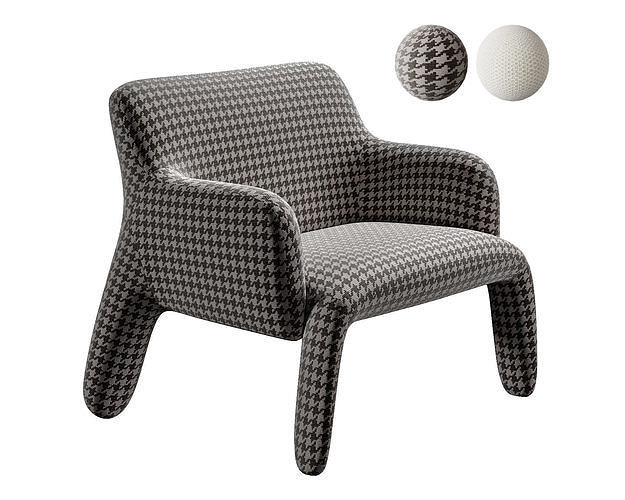 Fabric chair GLOVE UP by Molteni Low-poly 3D model