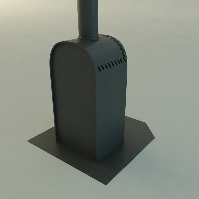 Fireplace wood burning stove with logs on top Free 3D model_4