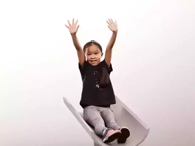 Halia 14393 - Asian Girl Slide On A Playground