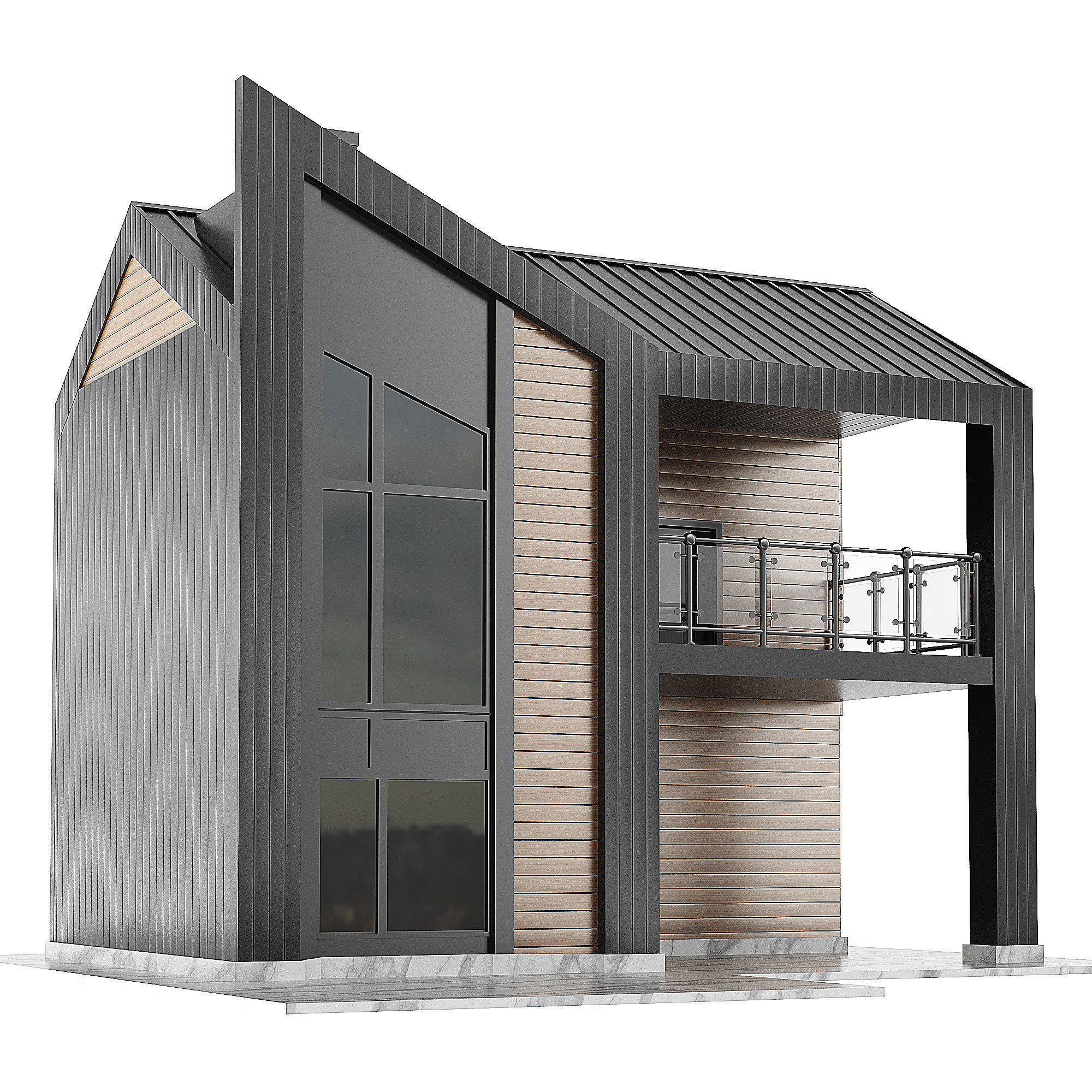 Contemporary House 01 3D model_1