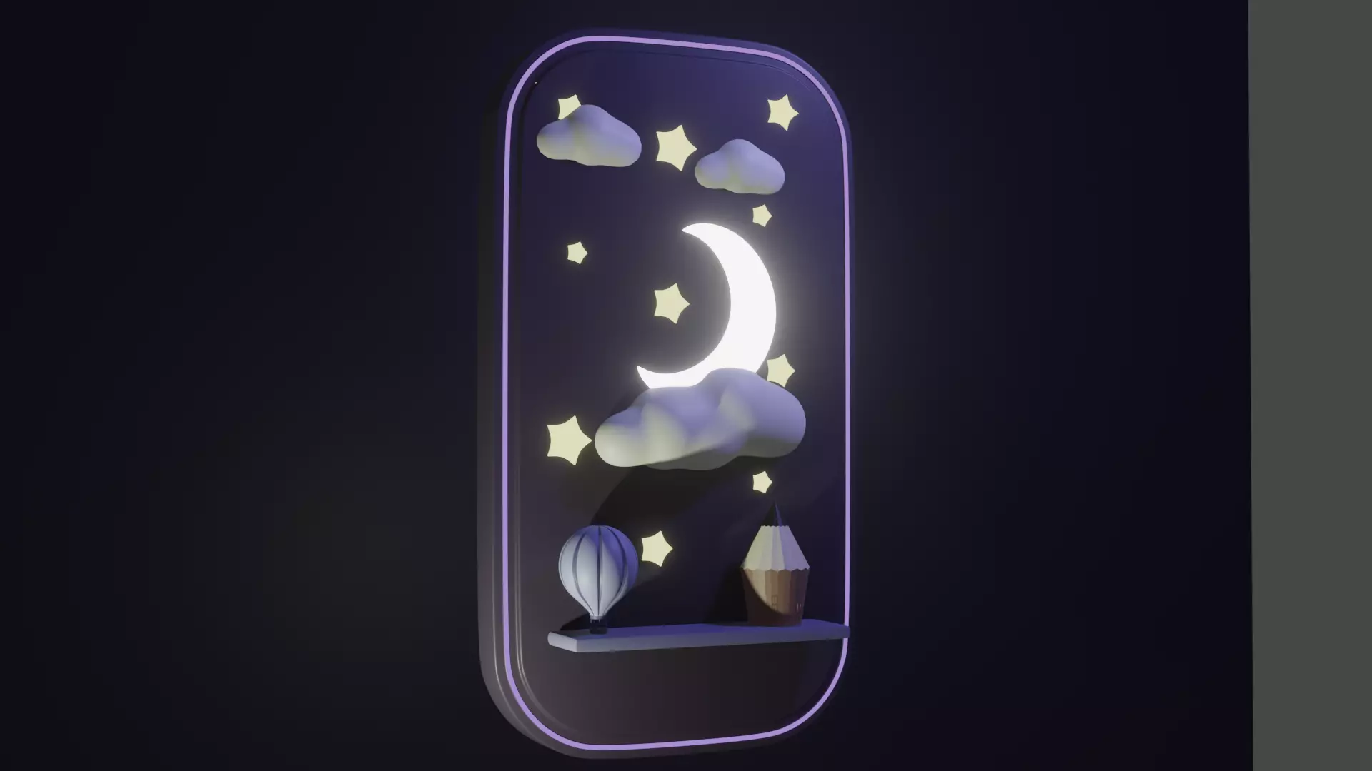 kids dream illustration Low-poly 3D model_0