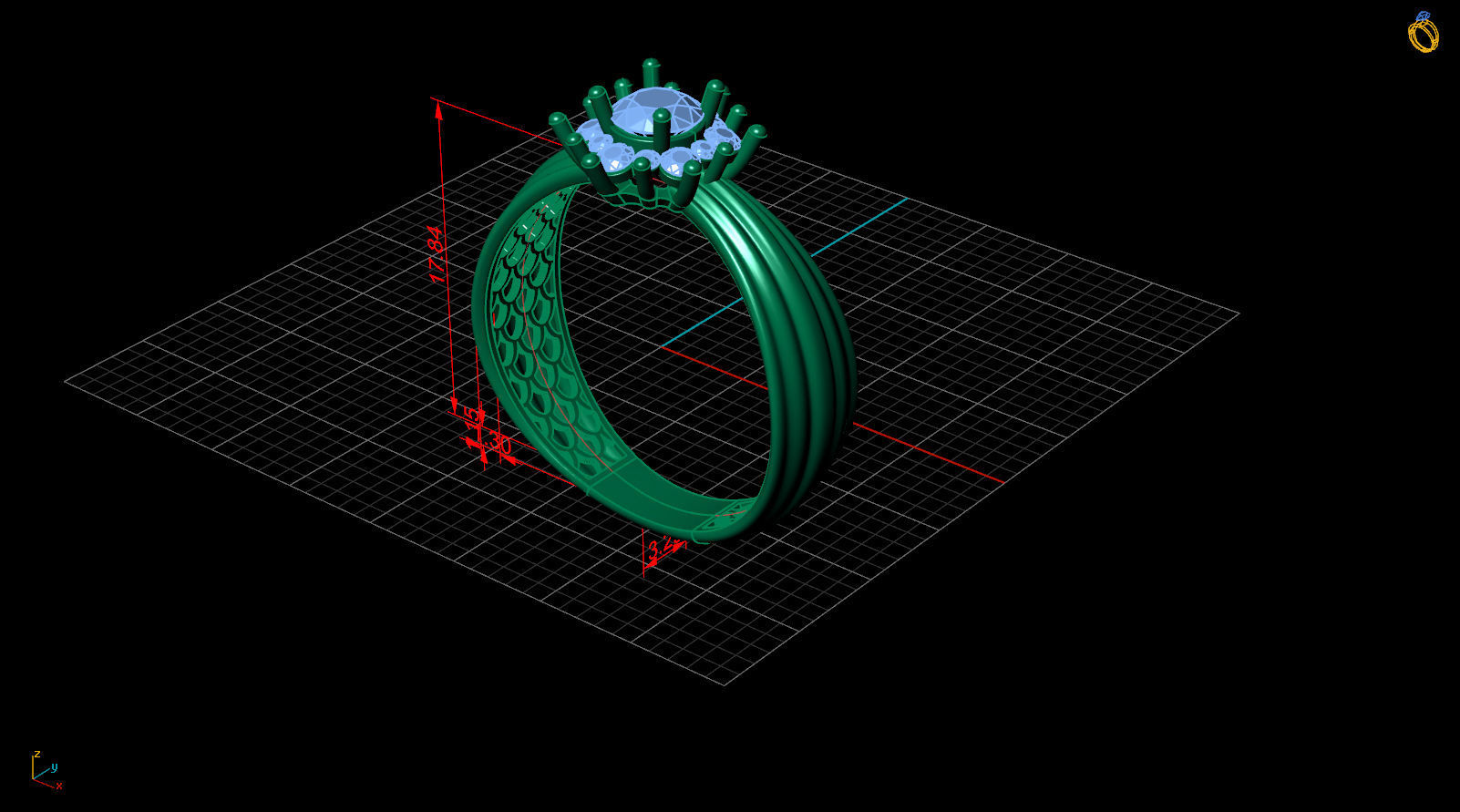 Solitaire ring 3D print model_5
