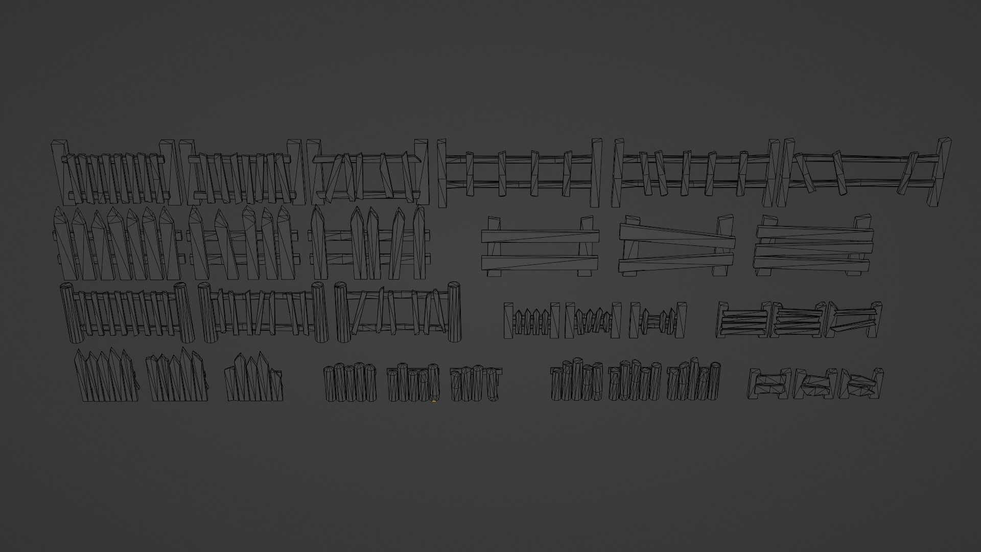 Stylized Basic Color Fences Free low-poly 3D model_2