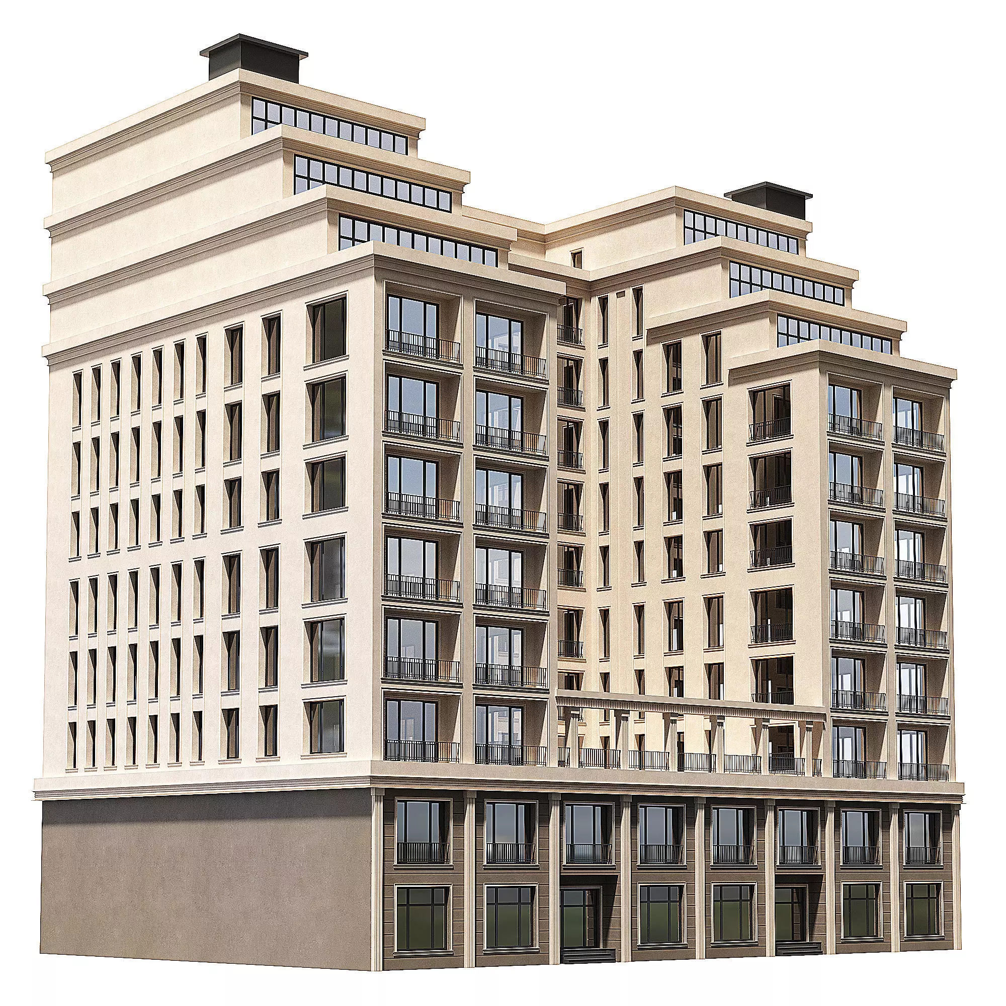 Multi storey modern house 08 3D model_0