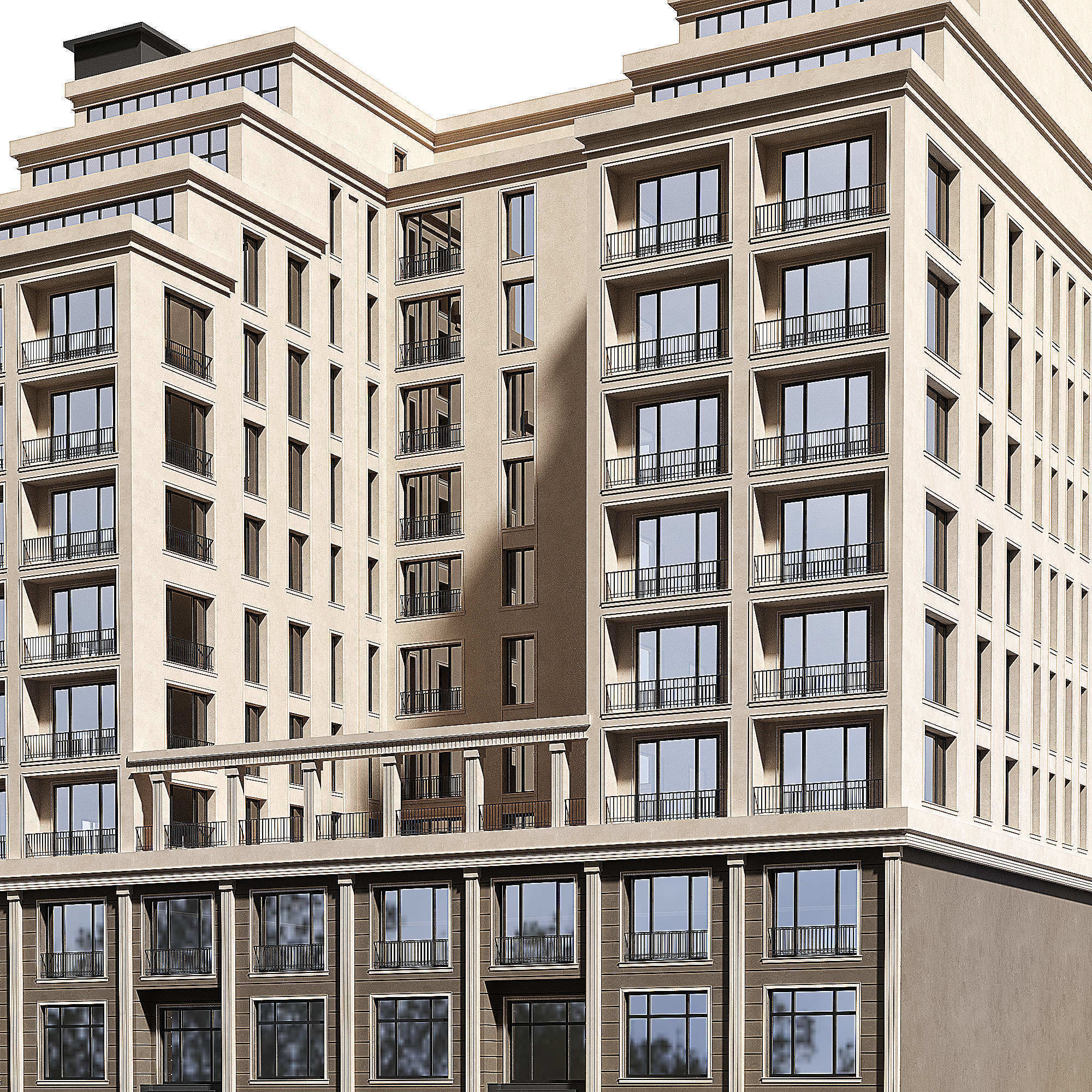 Multi storey modern house 08 3D model_1