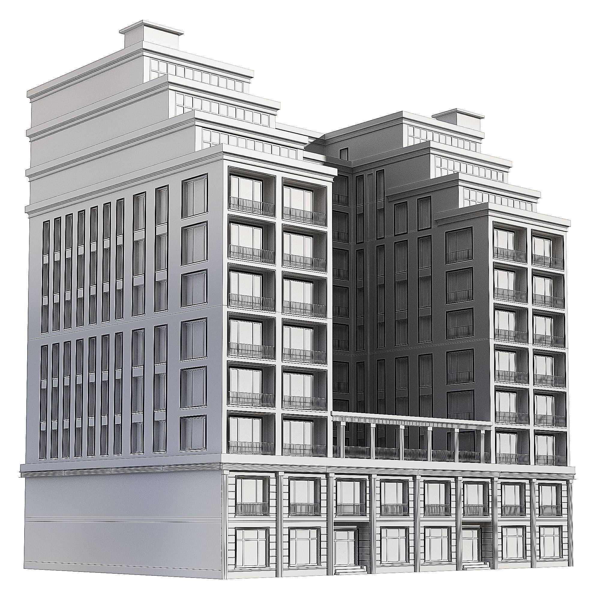 Multi storey modern house 08 3D model_3