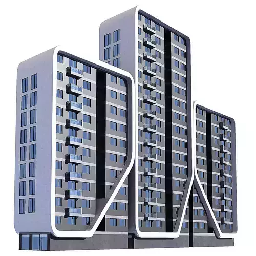 Multi storey modern high house 09 3D model Multi storey modern high house 09 3D model