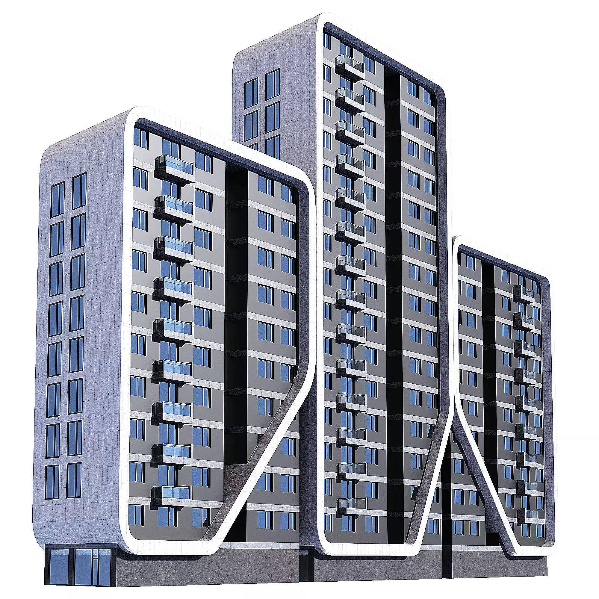 Multi storey modern high house 09 3D model_0