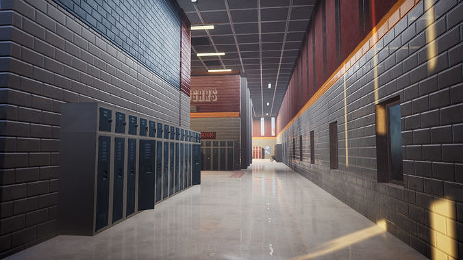 High School modular kit -Unreal Engine- and -FBX-  Low-poly 3D model 6