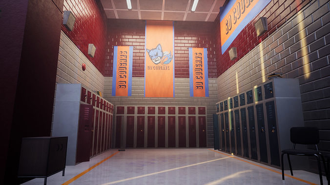 High School modular kit -Unreal Engine- and -FBX-  Low-poly 3D model 5