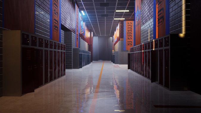 High School modular kit -Unreal Engine- and -FBX-  Low-poly 3D model 4