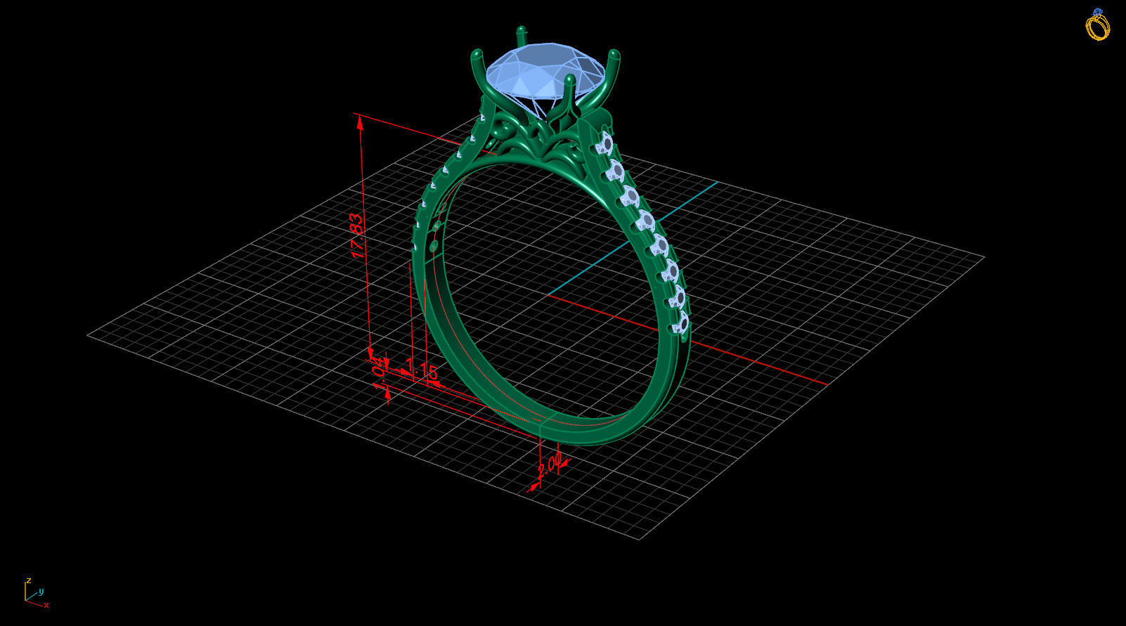 Solitaire ring 3D print model_5
