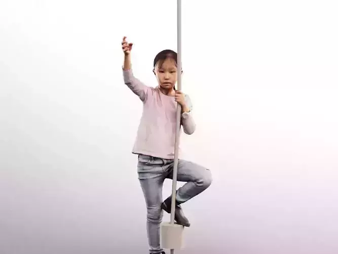 Halia 14388 - Asian Girl Climbing On A Playground Low-poly 3D model