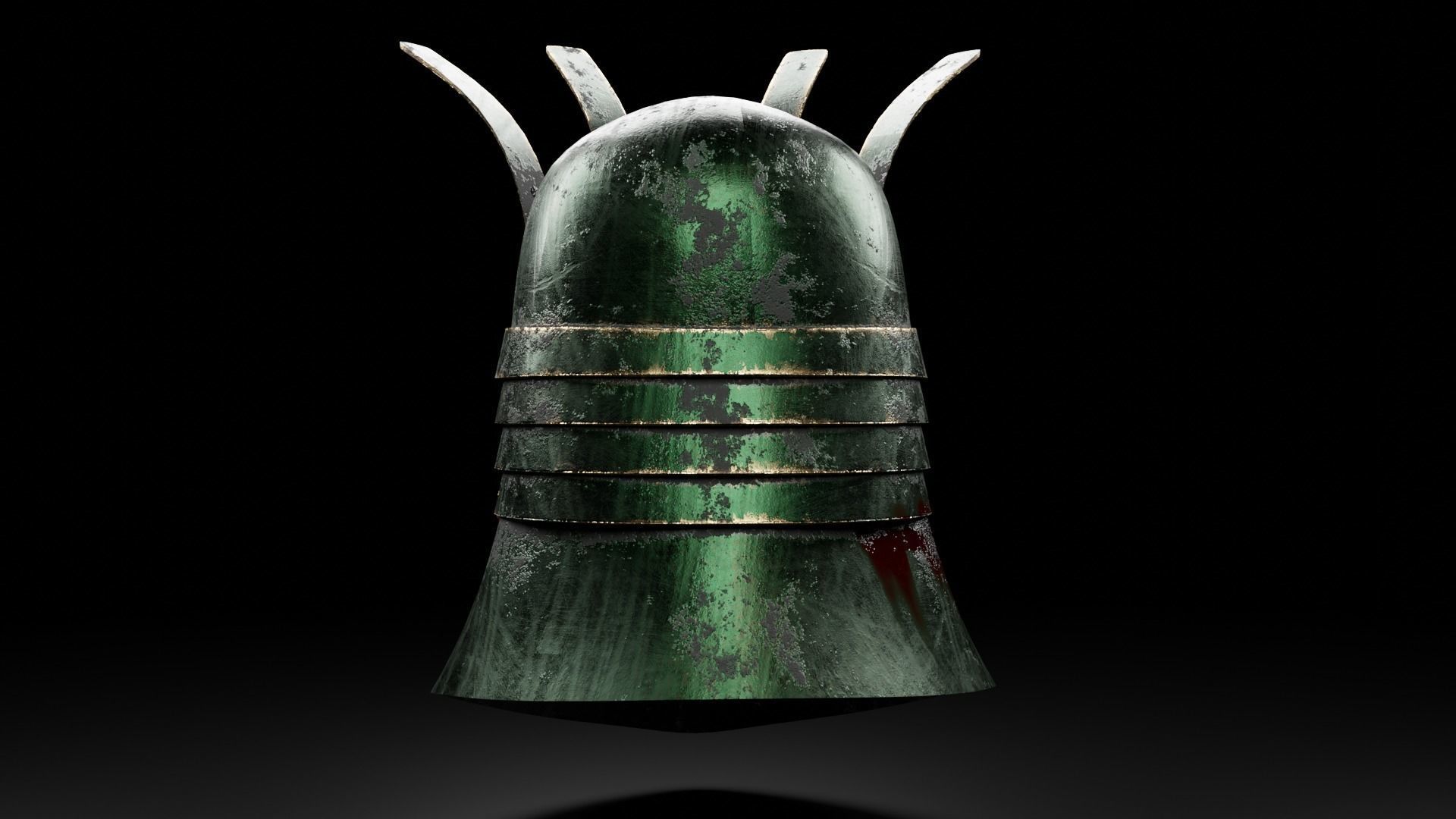 Rusty emerald helmet Low-poly 3D model_2