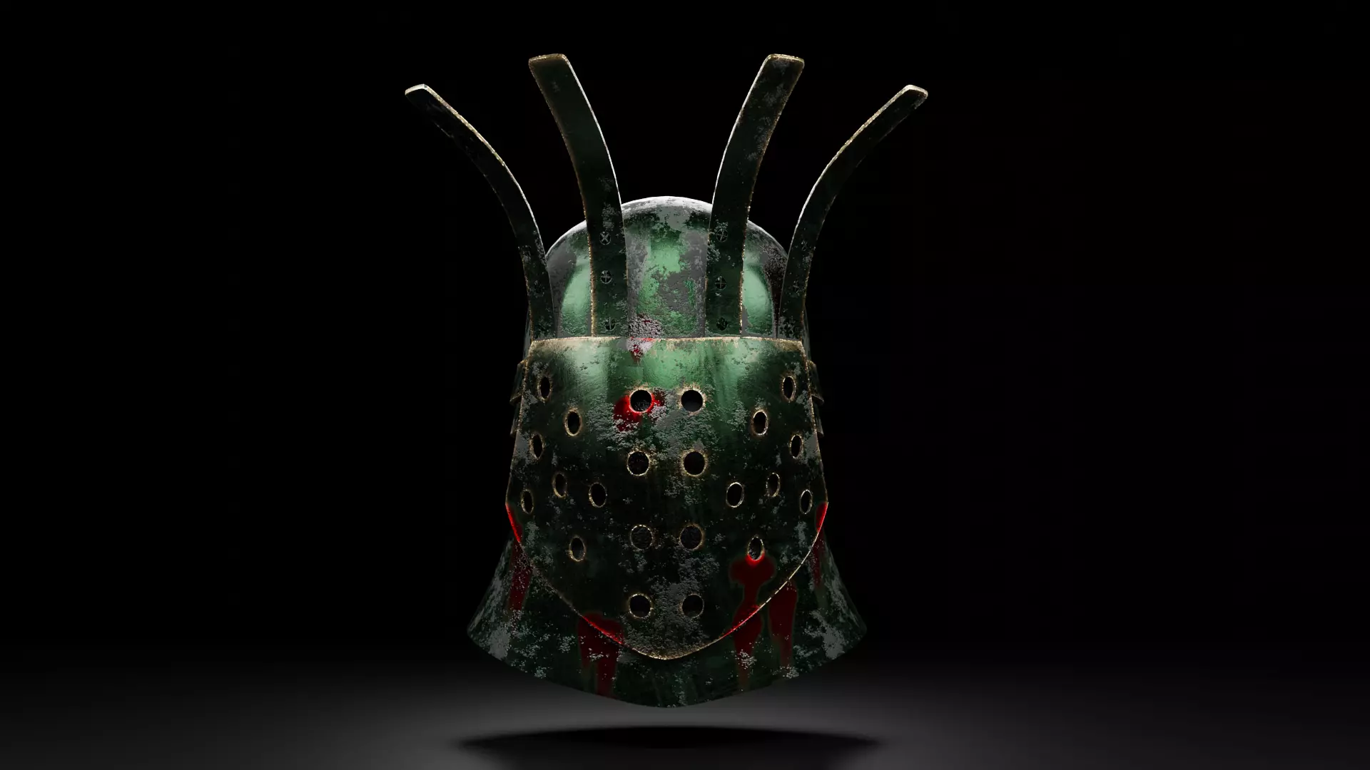 Rusty emerald helmet Low-poly 3D model_0