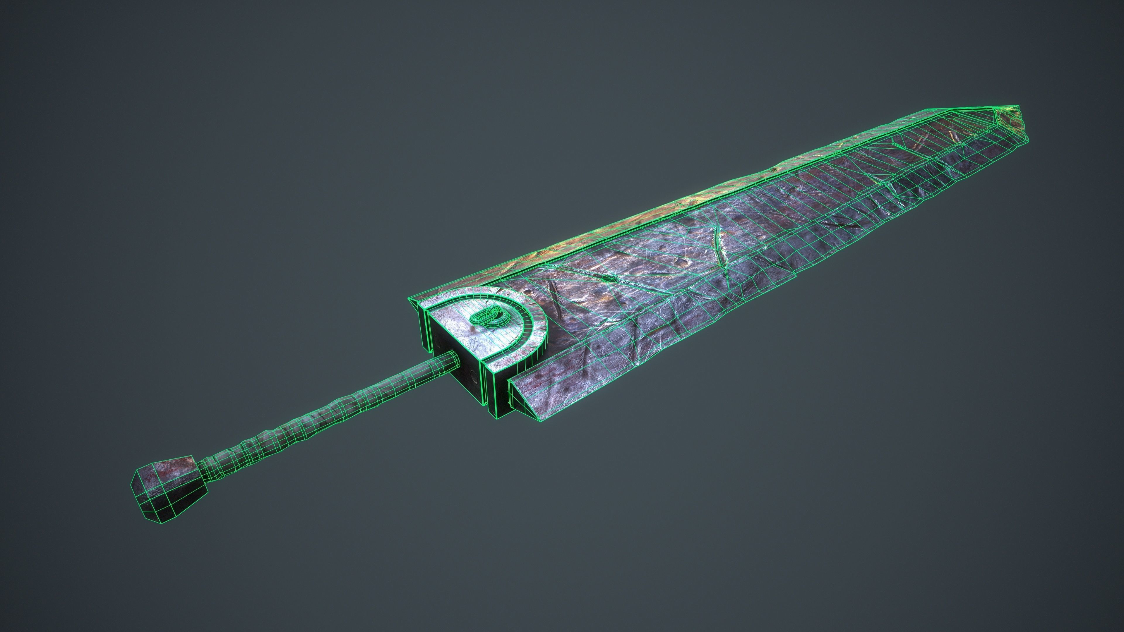 Dragon Slayer - Berserk - game ready - LP Free low-poly 3D model_11