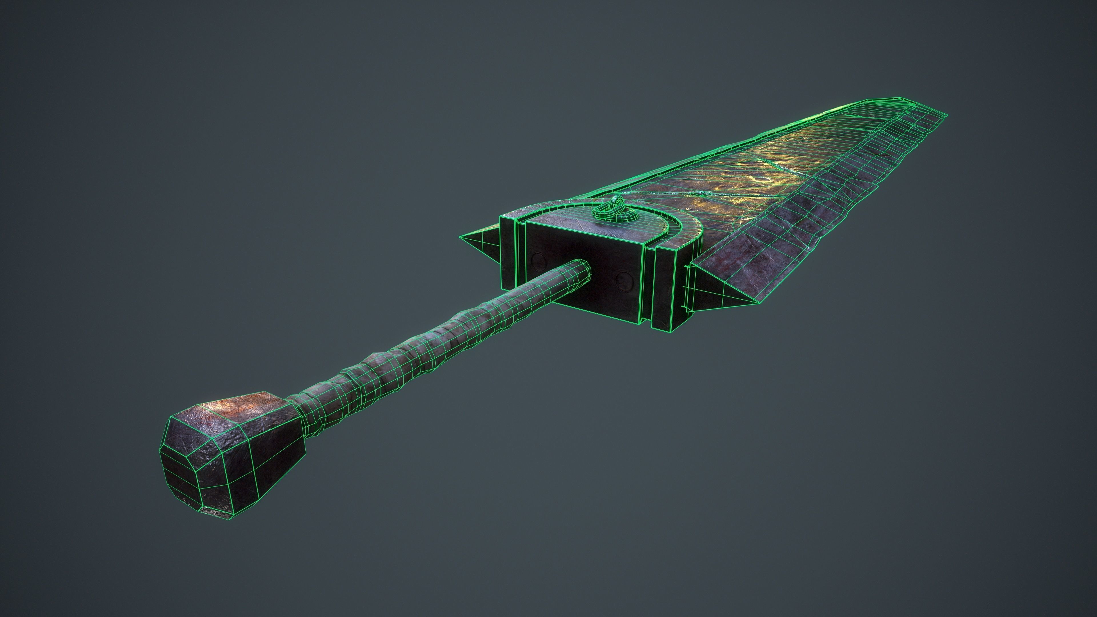 Dragon Slayer - Berserk - game ready - LP Free low-poly 3D model_13