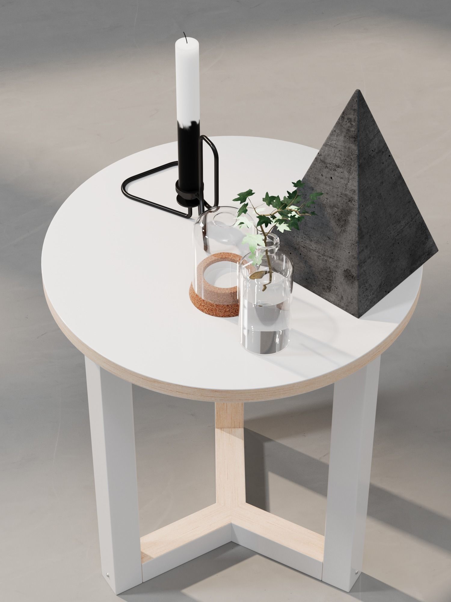 Table with Candle and Plant 3D model_1