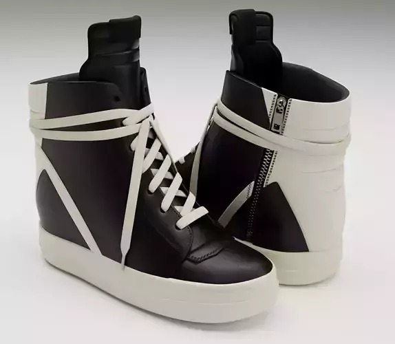 Sneakers Rick Owens Geobasket Converse Black Low-poly 3D model
