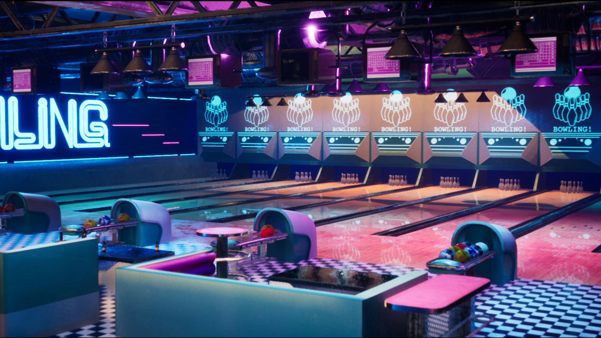 Bowling modular kit -Unreal Engine- and -FBX- Low-poly 3D model_18