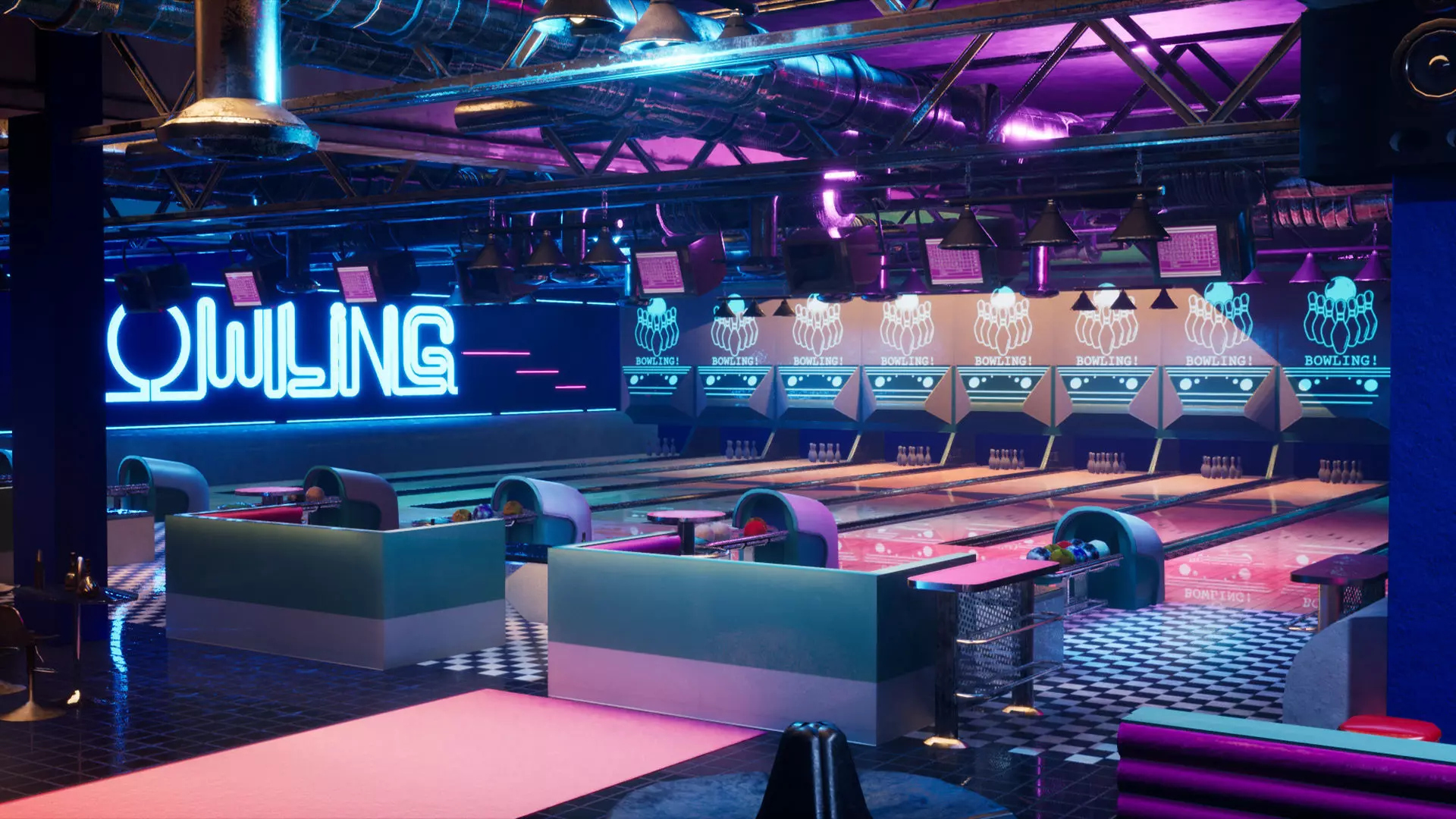 Bowling modular kit -Unreal Engine- and -FBX- Low-poly 3D model_0