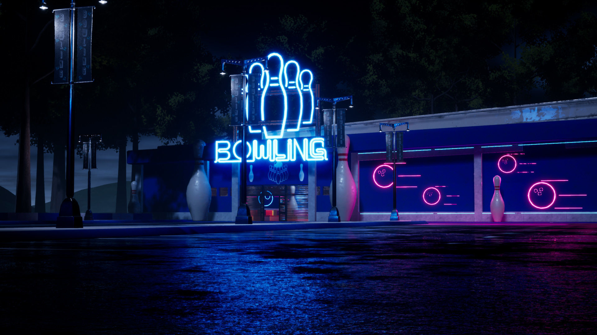 Bowling modular kit -Unreal Engine- and -FBX- Low-poly 3D model_2