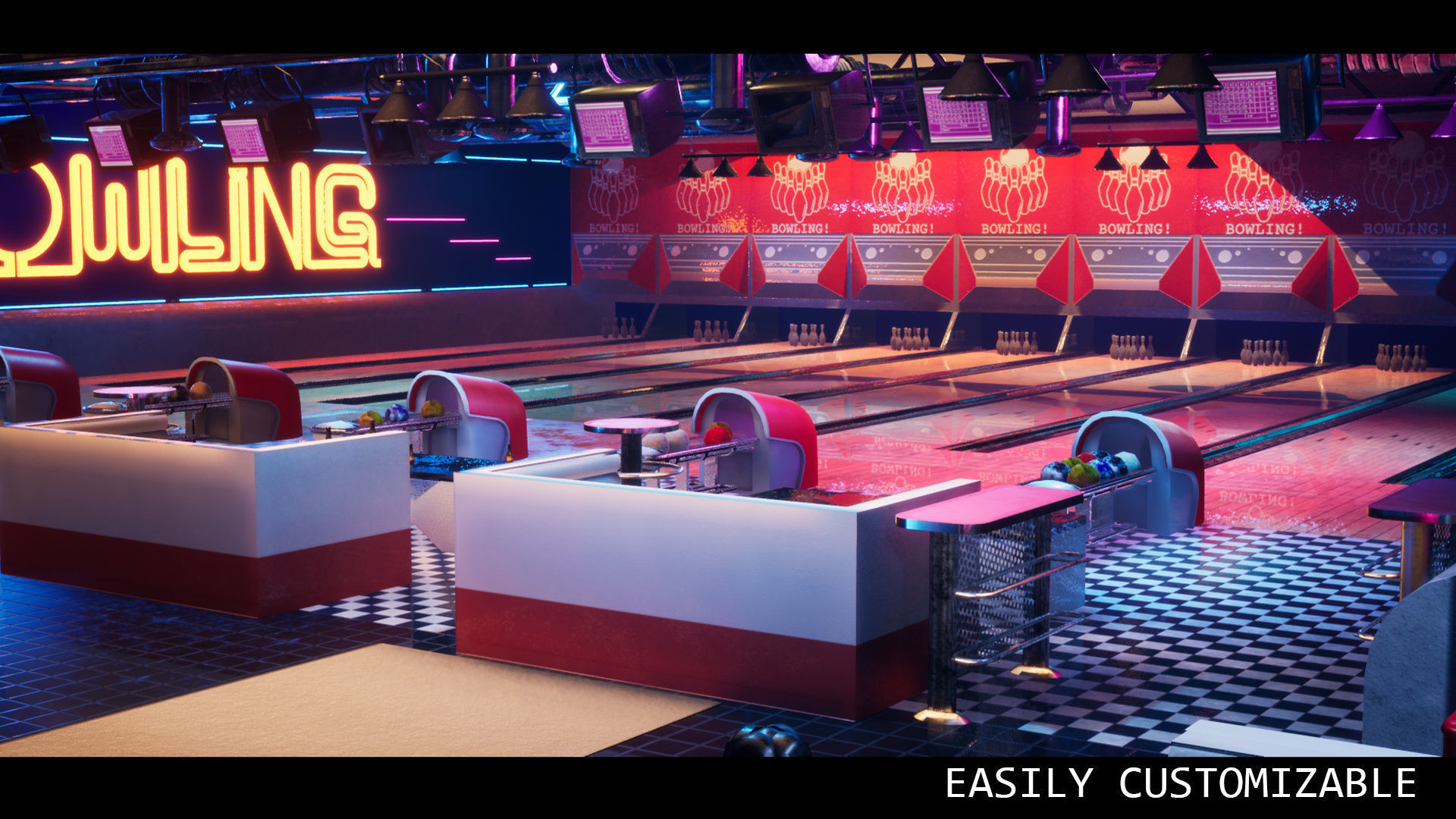 Bowling modular kit -Unreal Engine- and -FBX- Low-poly 3D model_23