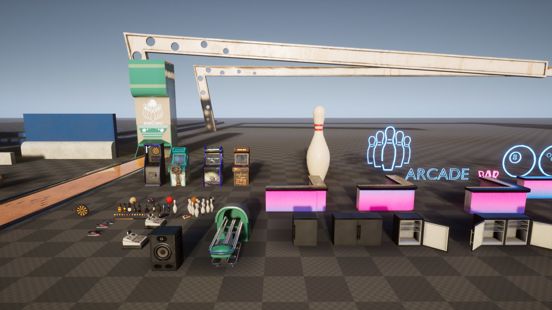 Bowling modular kit -Unreal Engine- and -FBX- Low-poly 3D model_29