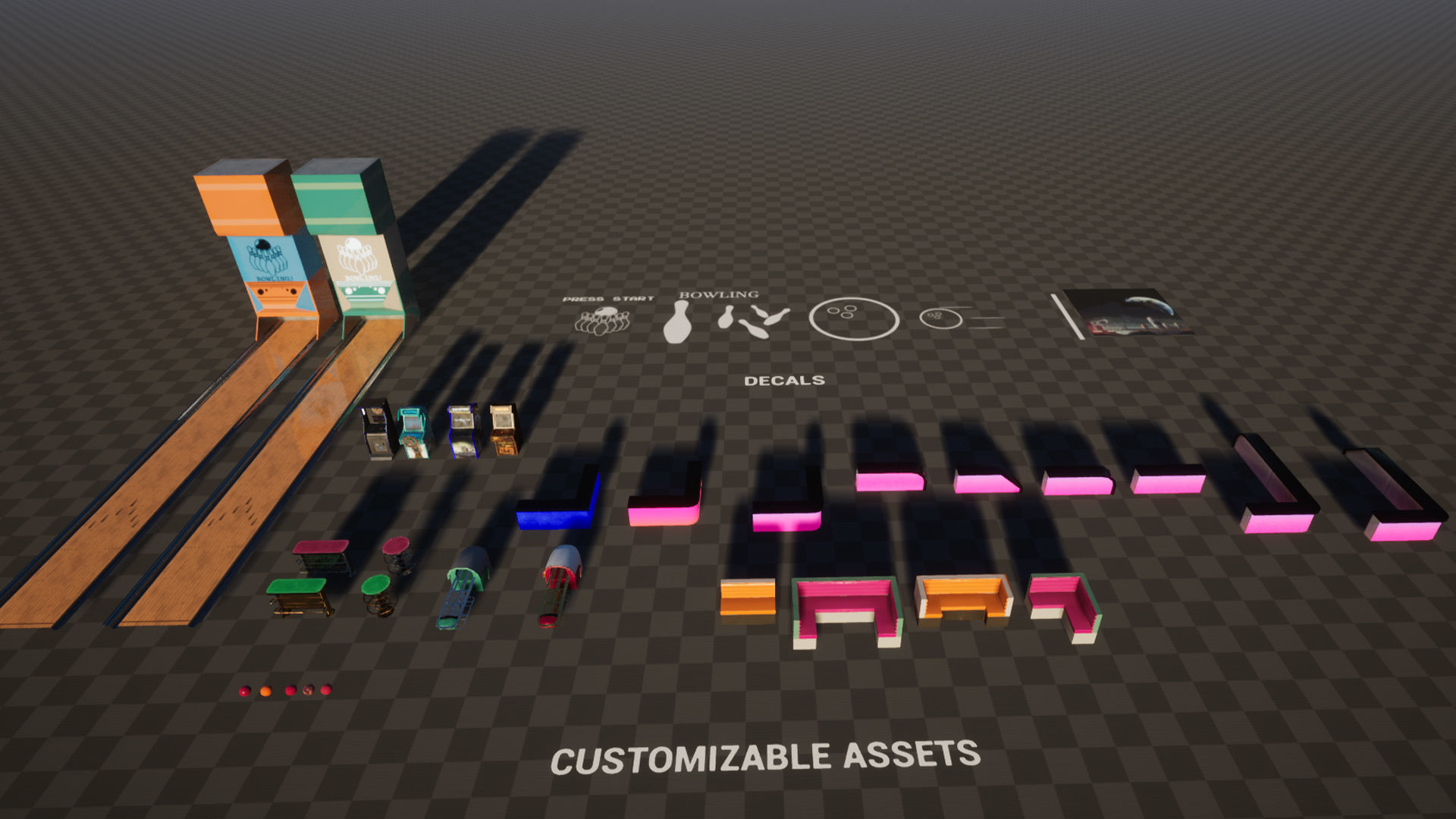 Bowling modular kit -Unreal Engine- and -FBX- Low-poly 3D model_31