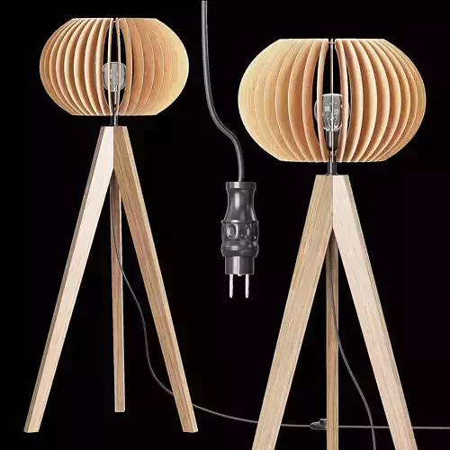 Wooden Tripod Floor Lamp
