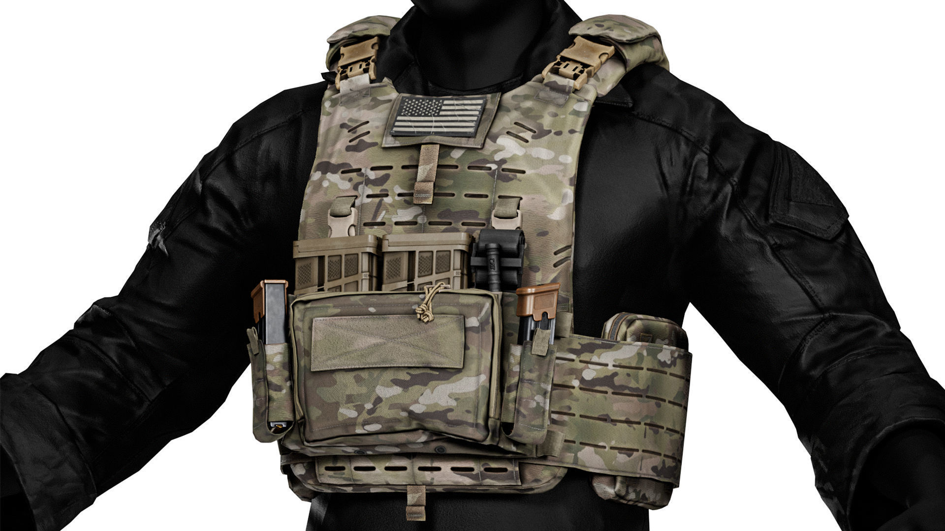 MVS US ARMY PLATE CARRIER VEST Low-poly 3D model_7