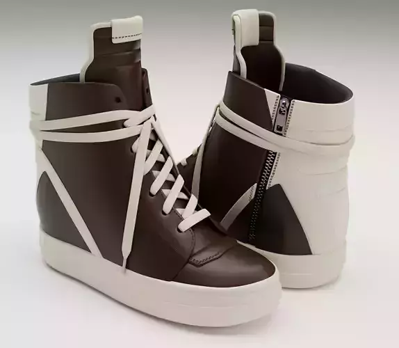 Sneakers Rick Owens Geobasket Converse Brown Low-poly 3D model