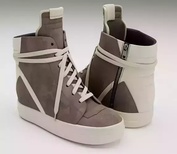 Sneakers Rick Owens Geobasket Converse Gray Low-poly 3D model