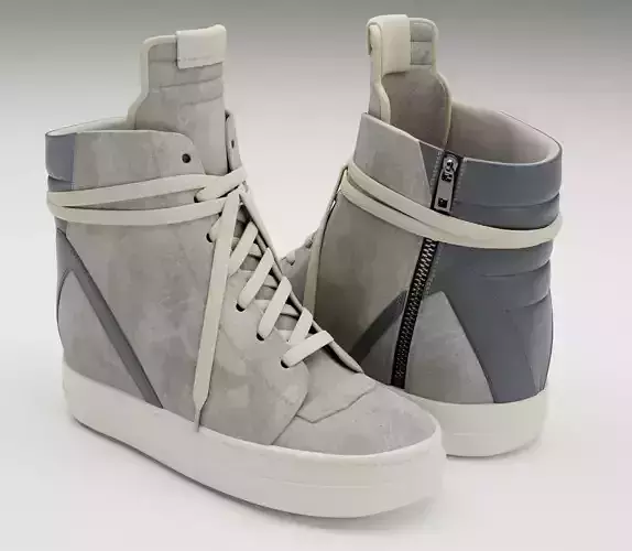 Sneakers Rick Owens Geobasket Converse Grey Low-poly 3D model