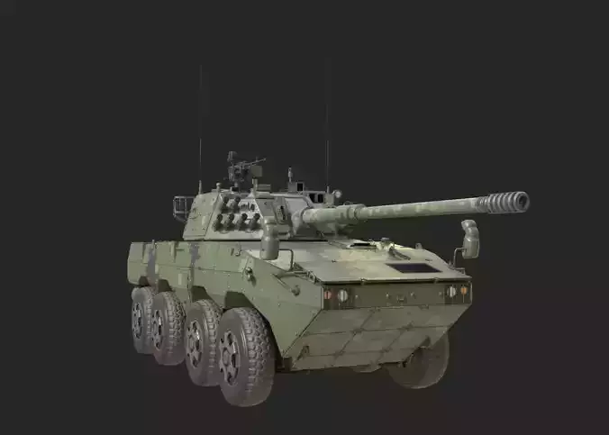 4 coatings of PLA Army ZTL11 ZTL-11 105mm wheeled Tank Destroyer Low-poly 3D model