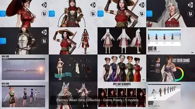 Fantasy Asian Girls Collection - Game Ready