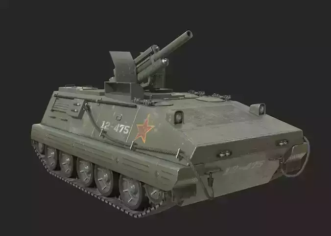 4 coatings of PLA Army PLZ70 122mm self-propelled howitzer Low-poly 3D model