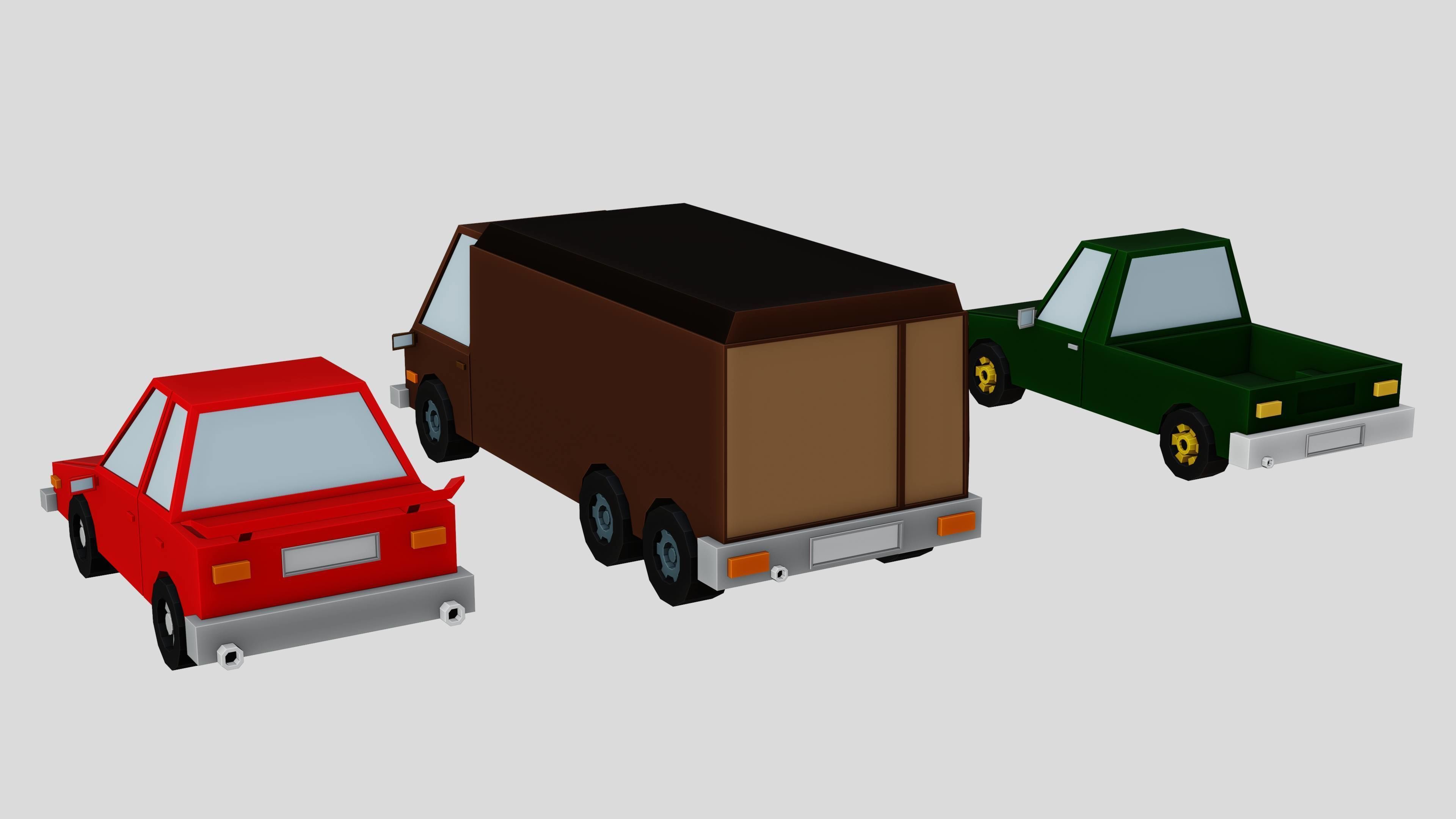Low poly Vehicle assets for 3D games - Car Van Bus Plane Low-poly 3D model_4