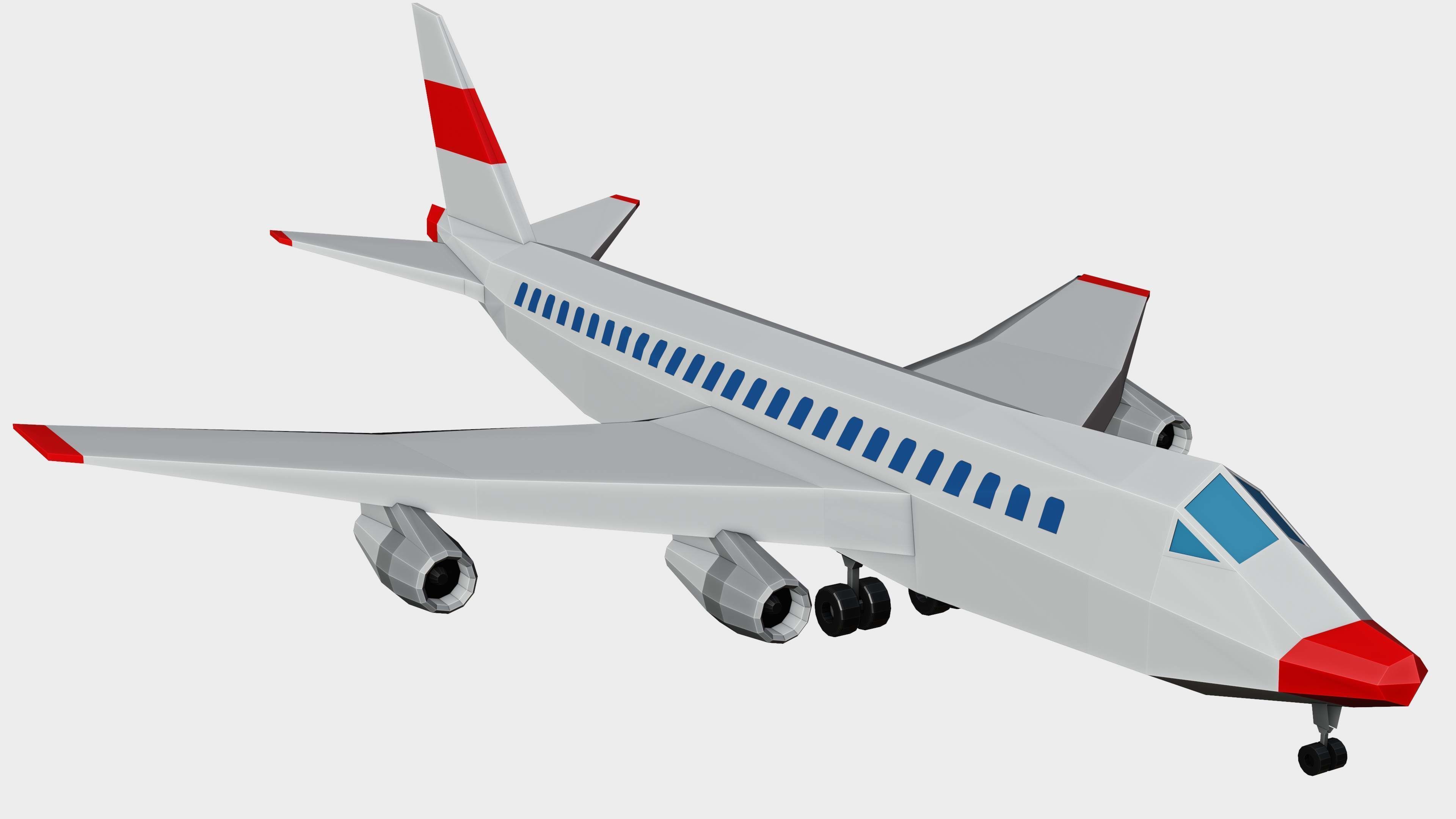 Low poly Vehicle assets for 3D games - Car Van Bus Plane Low-poly 3D model_9