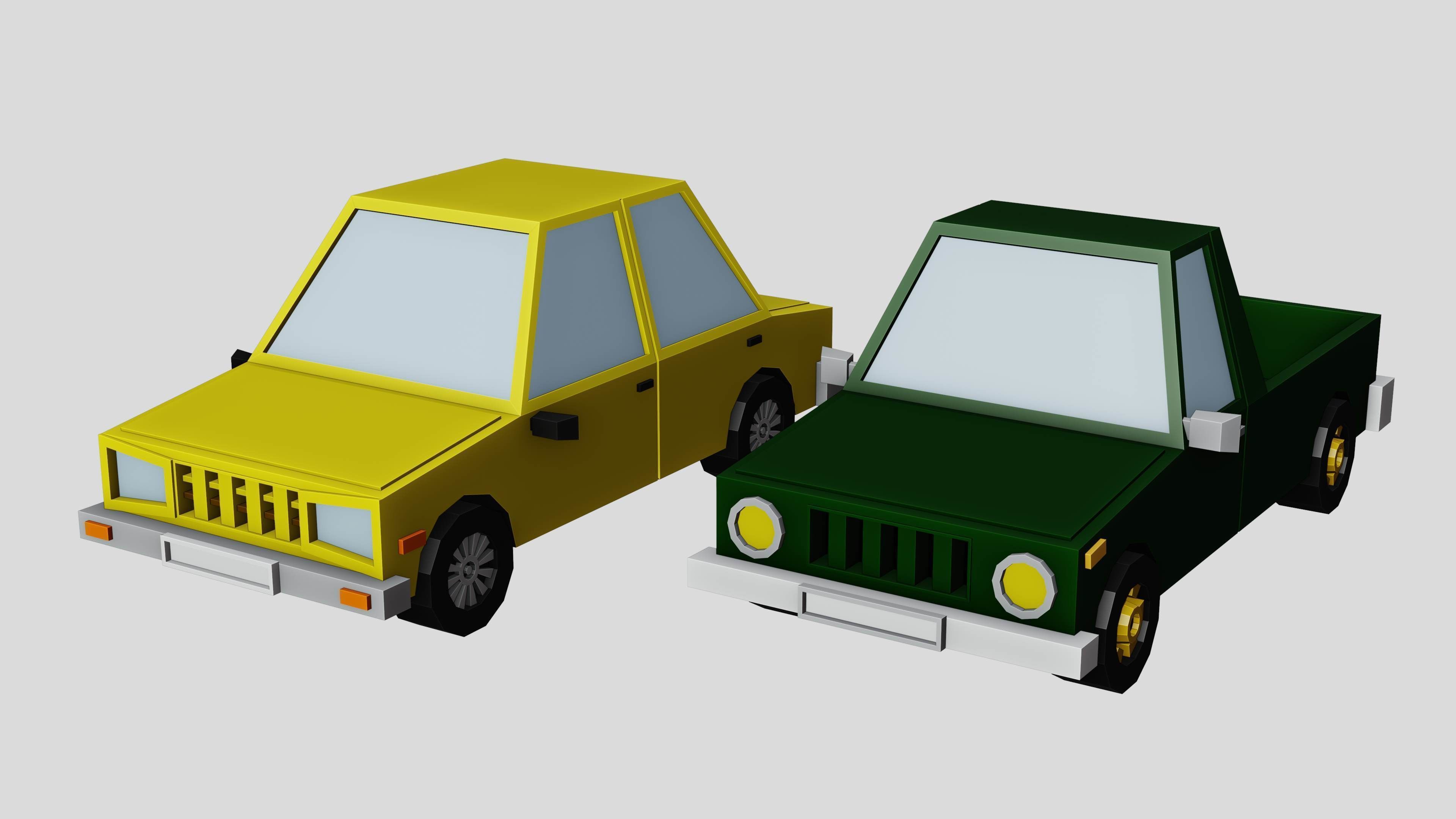 Low poly Vehicle assets for 3D games - Car Van Bus Plane Low-poly 3D model_5