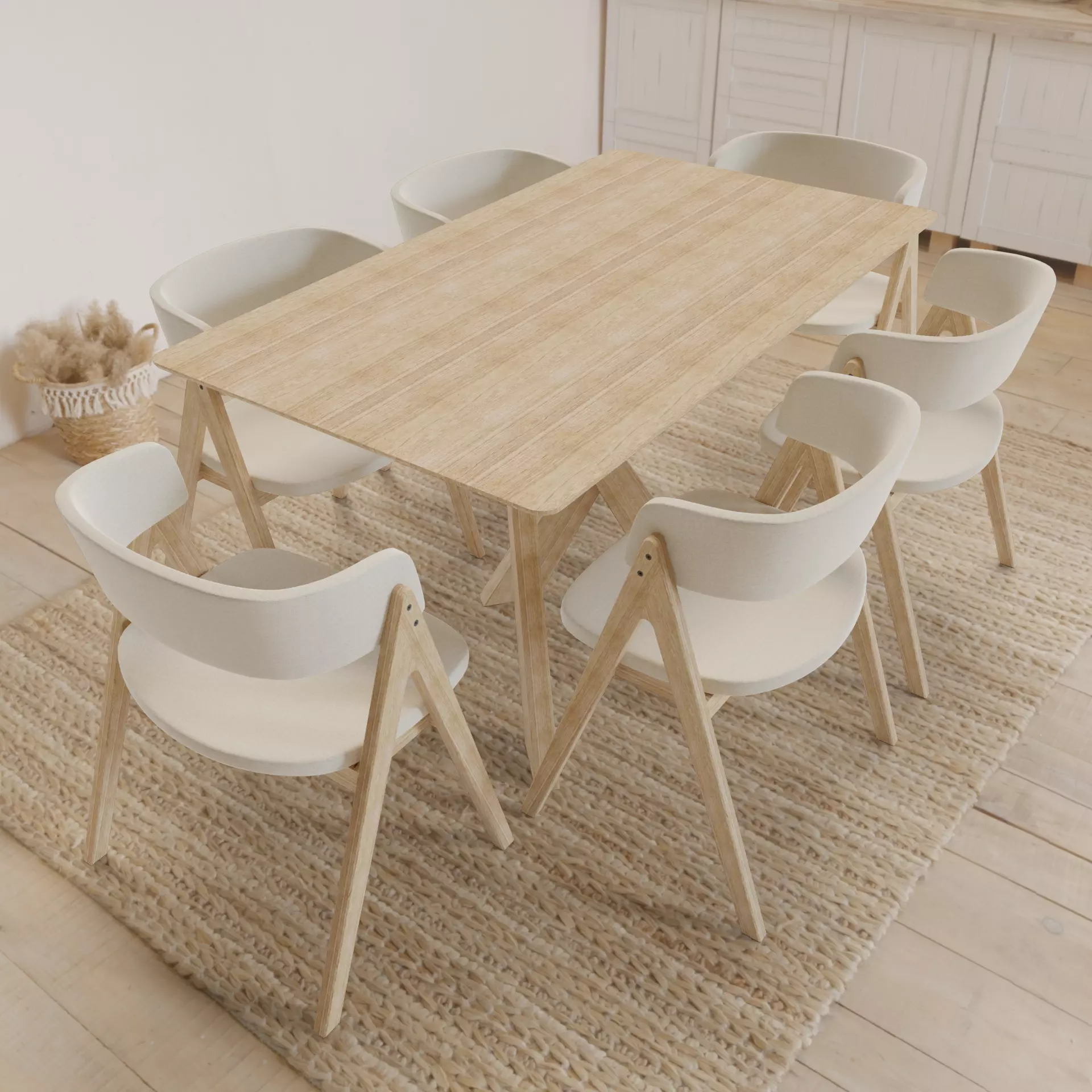 Dining table and chairs B2C Gaudi 3D model_0