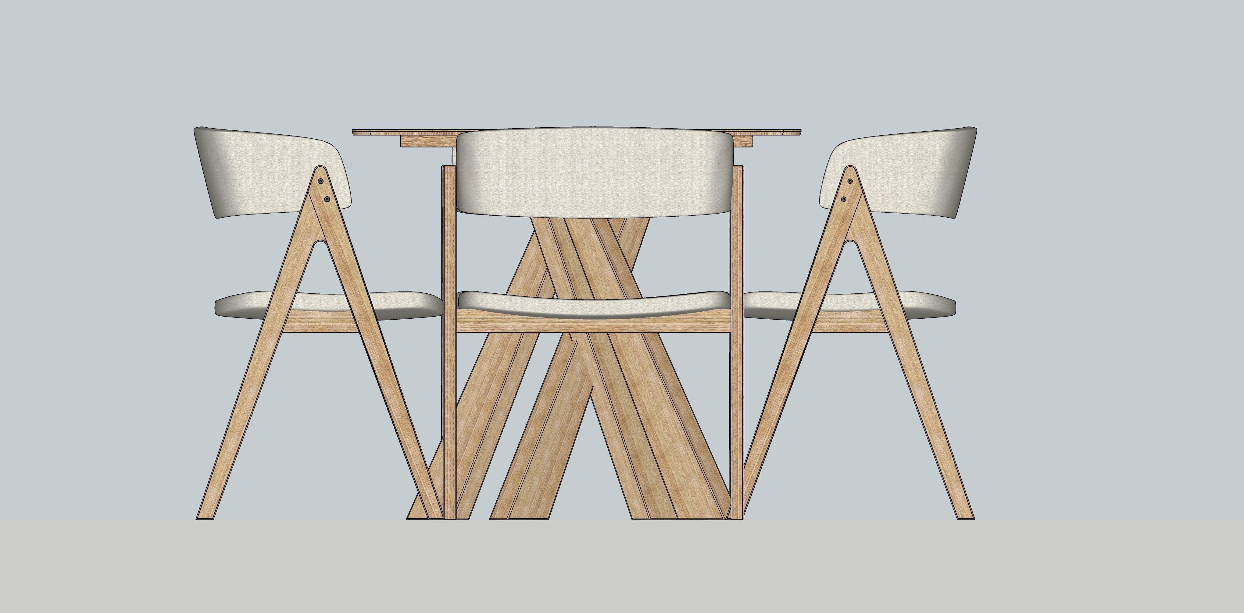 Dining table and chairs B2C Gaudi 3D model_4