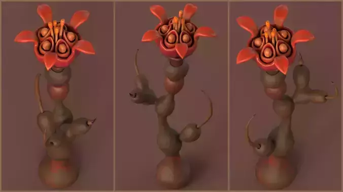 Stylized Alien Flower with Stingers