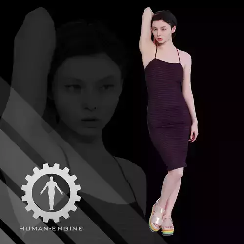 Female Scan - Amy in a Striped Dress 156