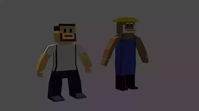 2 low poly characters NO RIG