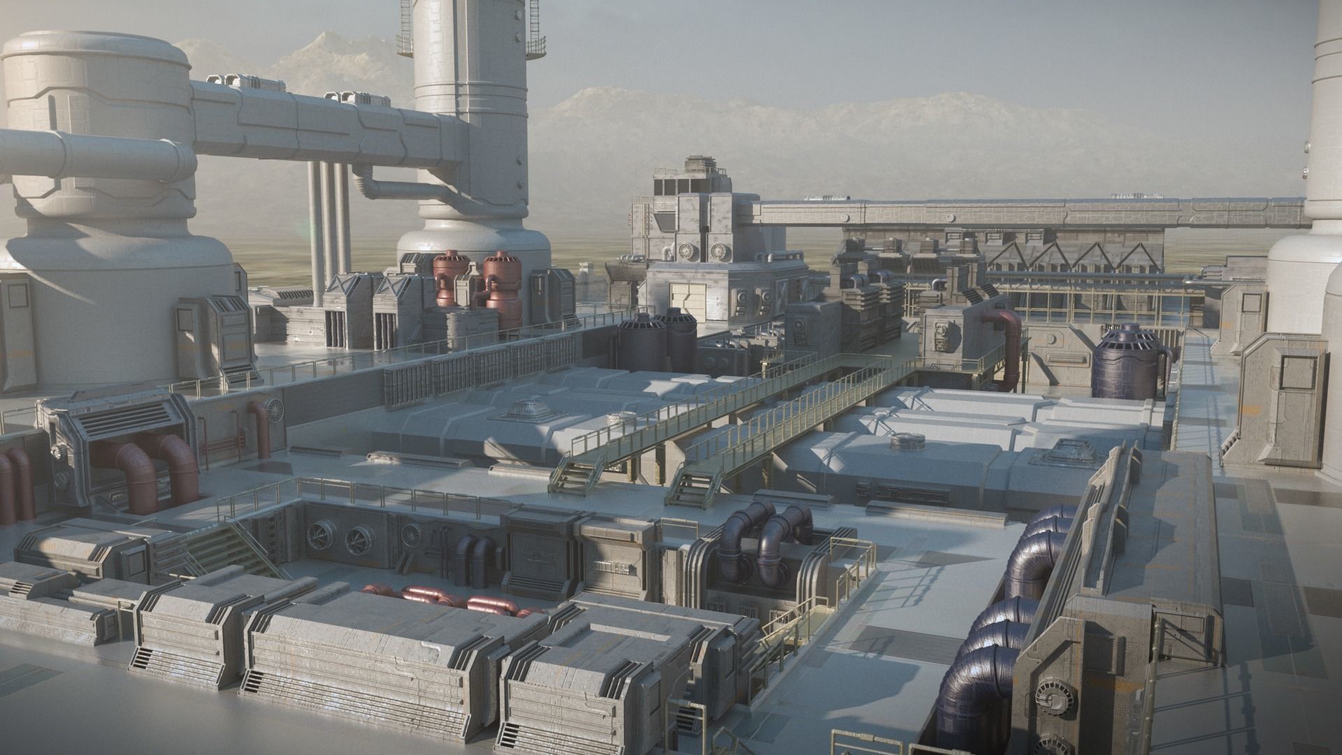 Scifi factory 3D model_4