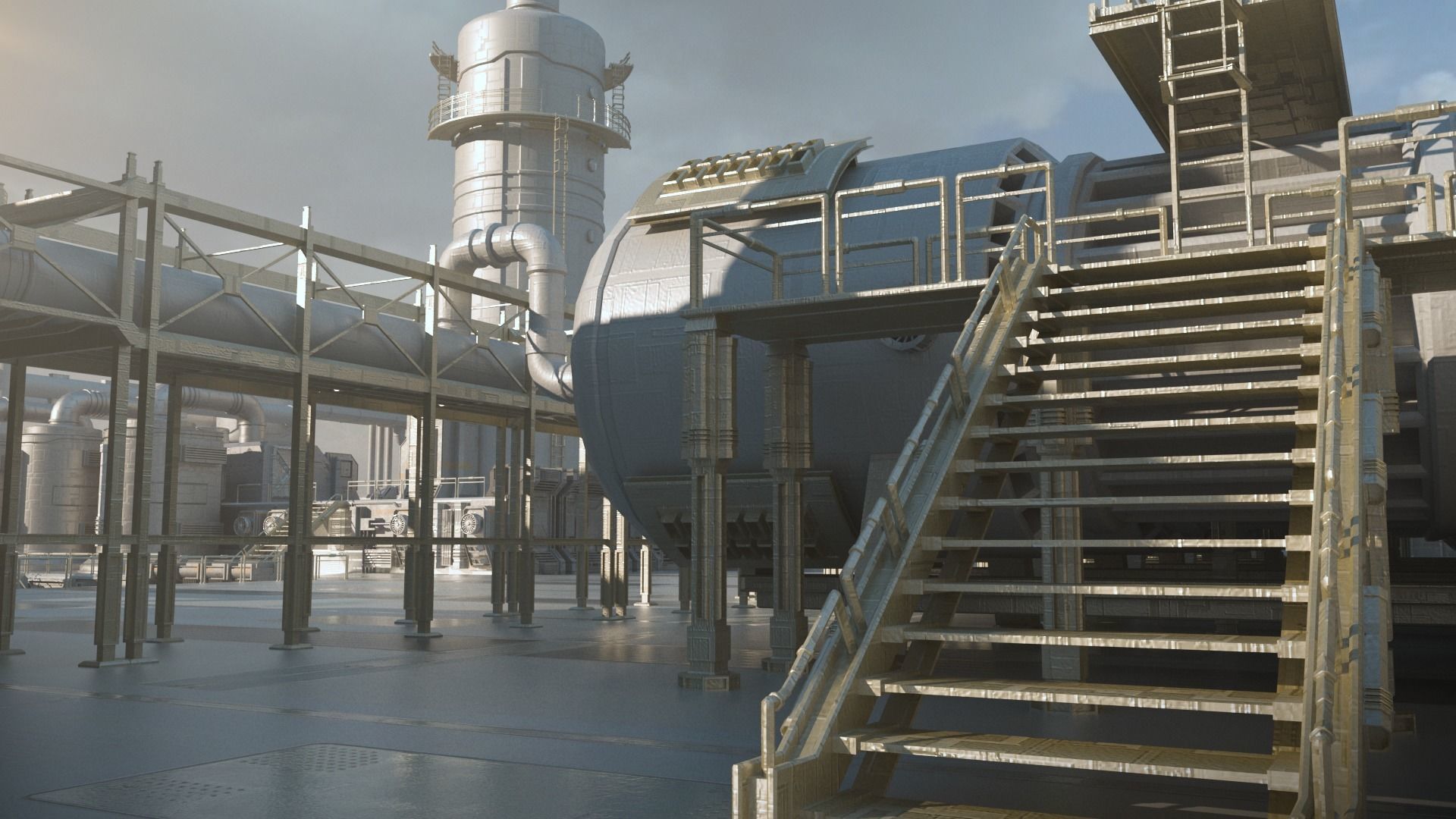 Scifi factory 3D model_7