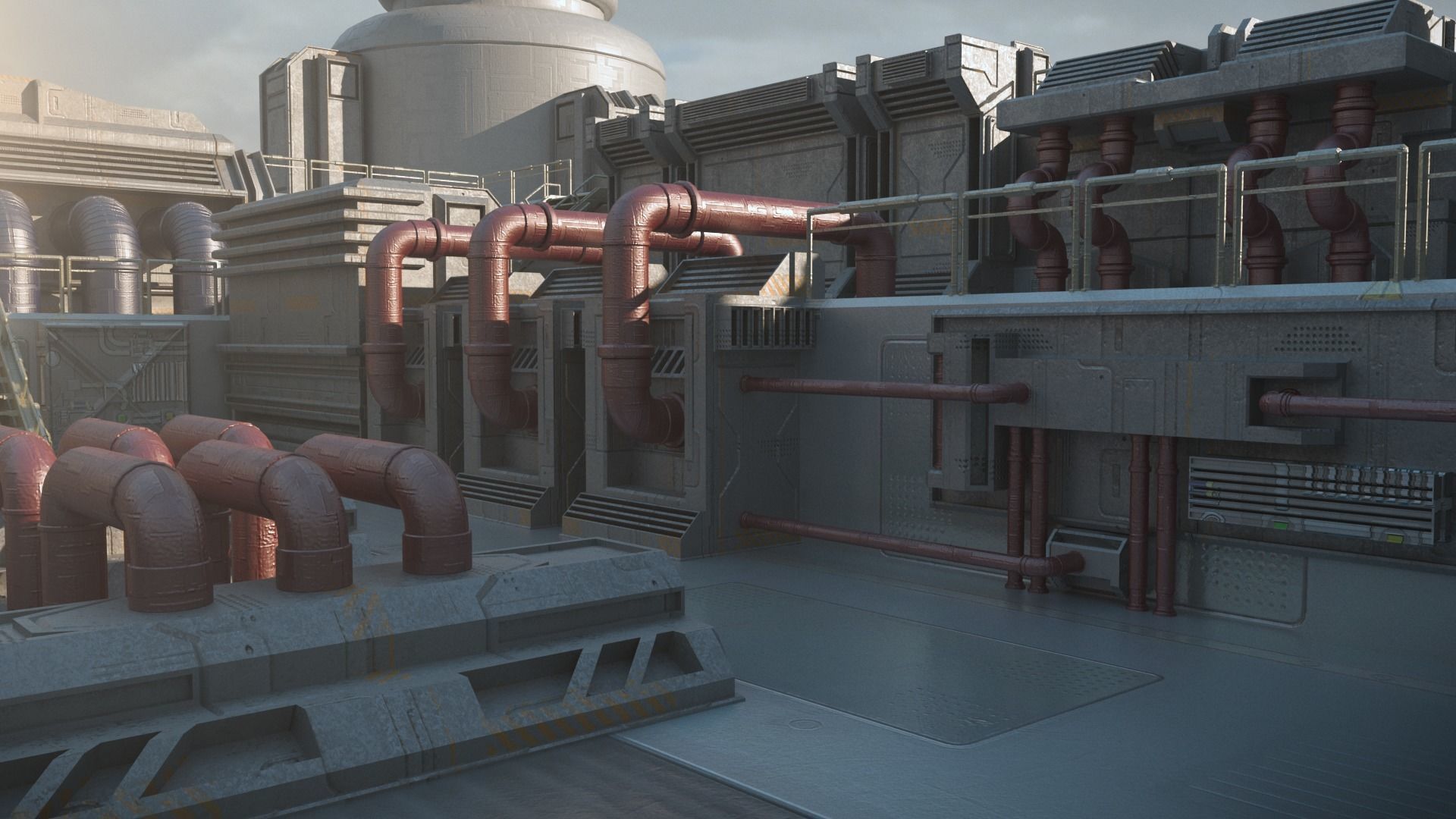 Scifi factory 3D model_2
